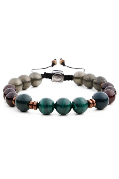 craftmystic Brățară cu mărgele de cristal 8mm cu malachit, pirit, piatră de sânge și granat - Spiritual