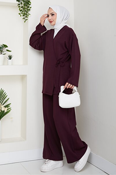 Bestenur Kimonolu Double Suit 1623 - Burgundy