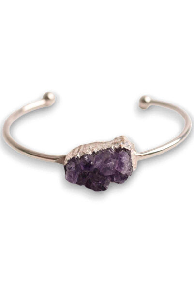 craftmystic Brățară din argint cu piatră în formă liberă, grup de ametist - Pentru claritate și relaxare
