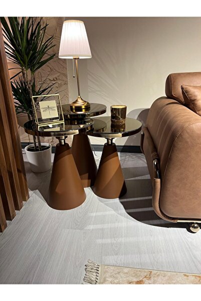 Valda 3 LÜ ALT KAHVE ÜST ROZ GOLD ZİGON