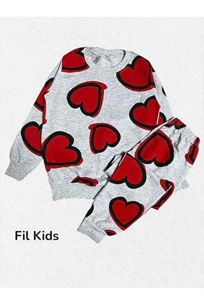 Fil Kids Κοριτσίστικο σετ πιτζάμες από βαμβακερό ύφασμα σε γκρι χρώμα με σχέδ...