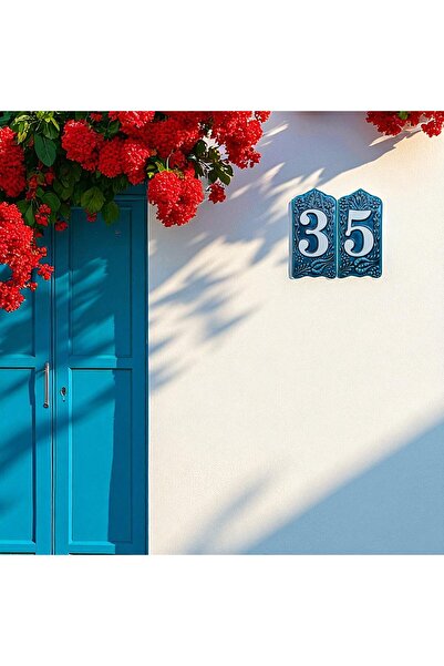 Yılmazel Tulip Patterned Ceramic Door Number 0-9 | Outdoor Durable