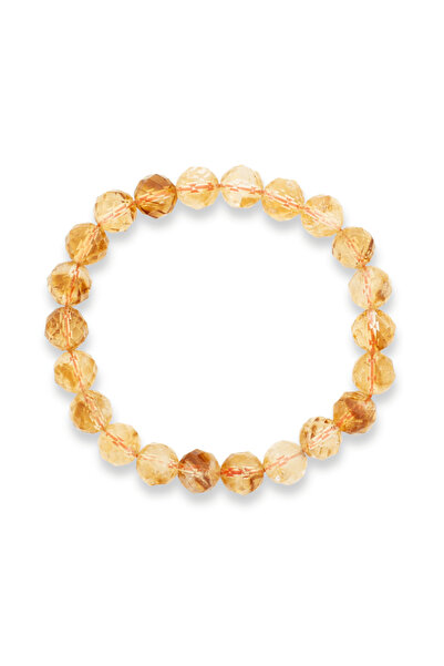 craftmystic Brățară elastică radiantă cu citrin fațetat de 8 mm - Strălucire și abundență