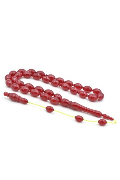 Murty99 Hakan Turan Made Beyzi Cut Cherry Color Crimped Amber Prayer Beads