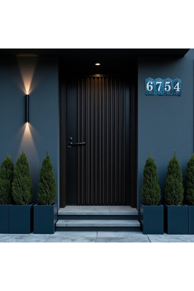 Yılmazel Κεραμική πόρτα με σχέδιο τουλίπας Νούμερο 0-9 |   Ανθεκτικό σε εξωτερικούς χώρους