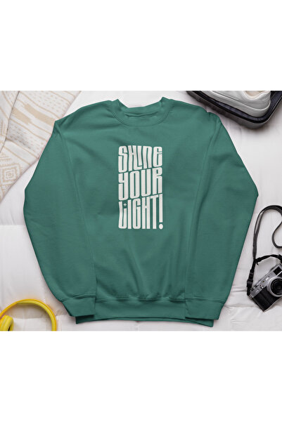 MAGORS Shine Your Light Printed Cotton Long Sleeve Ribbed 3-Ply Circular Neck Sweatshirt