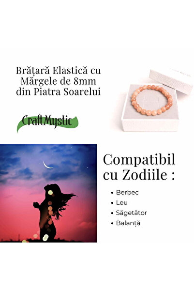 craftmystic Elastic sunstone bracelet 8mm - Trust and abundance