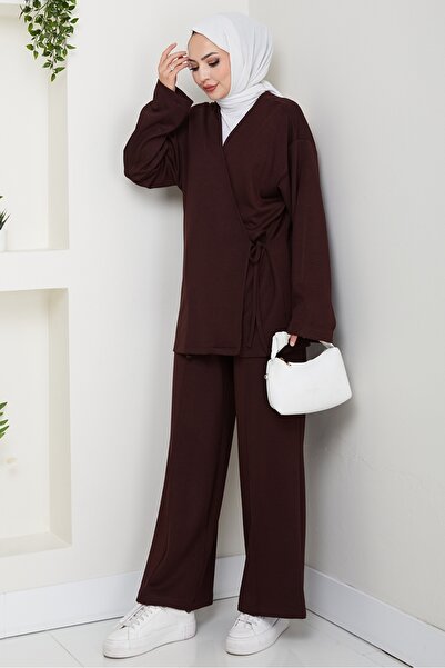 Bestenur Kimonolu Double Set 1623 - Bitter Brown