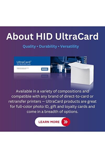 HID FARGO 2ID - HID UltraCard x500 Blank PVC Cards | Compatible with Any Direct-to-Card Printer | 100% PVC | P