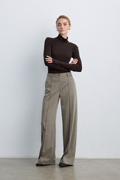 BE BLUE Cagla Ribbed Wide-Leg Pants