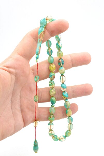 Murty99 Hakan Turan Signed Beyzi Cut Maroon Blue Crimped Amber Prayer Beads