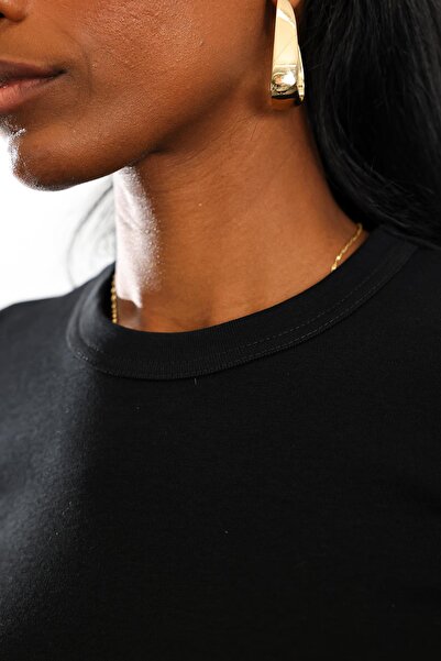 5in1Canpolat Μαύρο μπλουζάκι με μακρύ μανίκι Basic