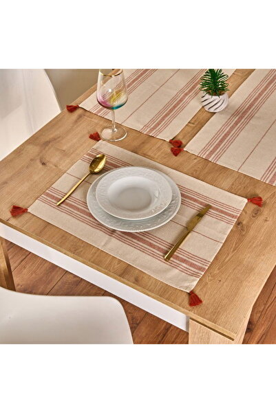 My Home Myhome Σετ Αμερικανικής Τραπεζαρίας 4 τεμαχίων Κανέλα - Εκρού / Πλακά...