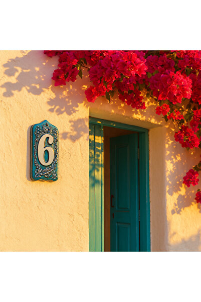 Yılmazel Κεραμική πόρτα με σχέδιο τουλίπας Νούμερο 0-9 |   Ανθεκτικό σε εξωτερικούς χώρους