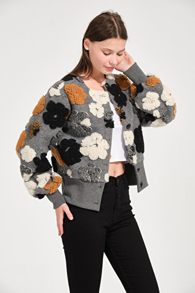 MSW Women's Floral Embossed Crew Neck Coat