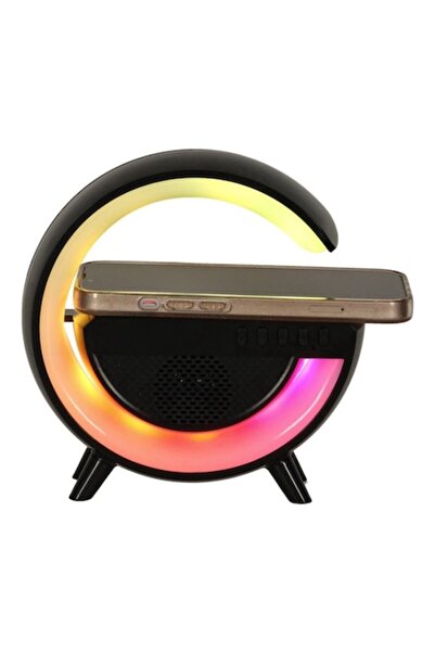 OEM LED RGB night lamp with inductive charger and radio, black