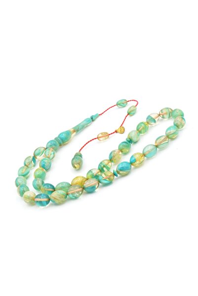 Murty99 Hakan Turan Signed Beyzi Cut Maroon Blue Crimped Amber Prayer Beads