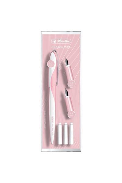 Herlitz Stilou de caligrafie MyPen Style, 3 penițe (0.9/1.4/1.9), roz + cartu...