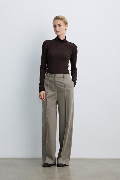 BE BLUE Cagla Ribbed Wide-Leg Pants