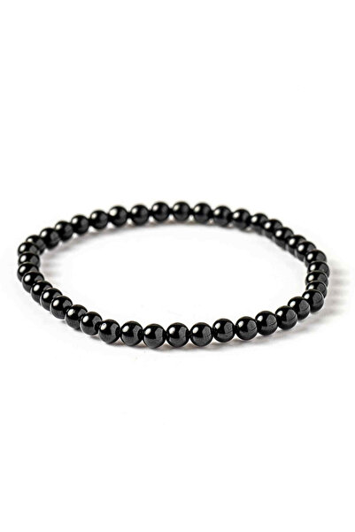 craftmystic Brățară elastică cu mărgele de turmalină neagră de 4 mm - Protecție energetică și implantare