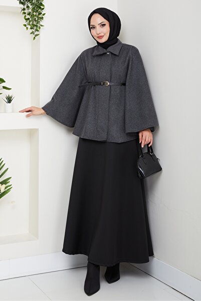 Bestenur Selas Belted Poncho 1626 - Anthracite