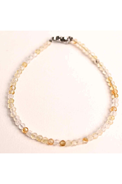 craftmystic Brățară cu mărgele de citrin fațetate de 2-3 mm pentru prosperitate și energie pozitivă