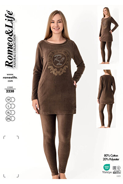 ROMEO LİFE Costum de iarnă din catifea de bumbac pentru femei / maro - 2230