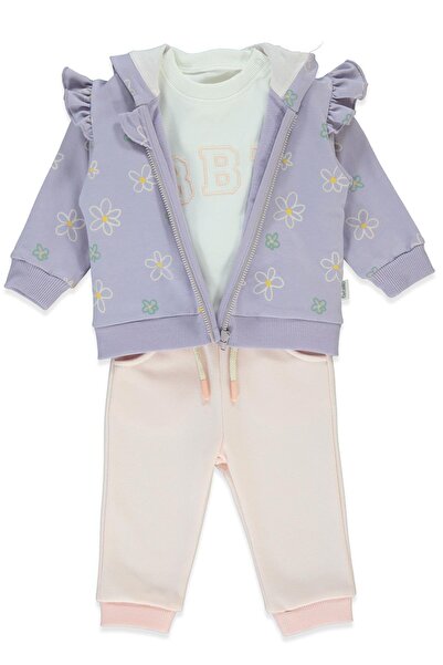 Bebetto İKİ İP KAPŞONLU HIRKA 3LÜ TAKIM (BEBETTO GIRL TEAM) PEMBE