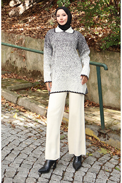 sefamerve Strick-Tunika-Hosen-Zweiteiler 1123-07 Schwarz