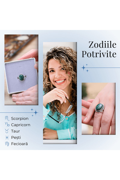 craftmystic Inel reglabil din argint cu malachit