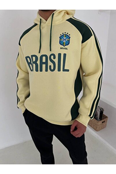 bergibo OVERSİZE KAPÜŞONLU ŞARDONLU SWEAT - BRASIL MUNIH MILAN ARJANTİN SWEAT KALİTELİ