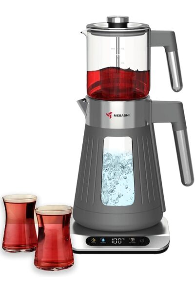 MEBASHI Tea Maker, 1.7 L Kettle, 0.8 L Teapot, 4 Functional Settings, 1500 W, (ME-TM306) (Grey)