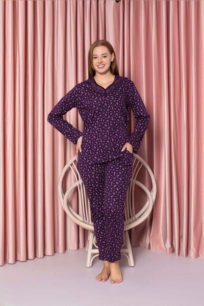 My Hanne طقم بيجامة نسائية منقوشة 3021