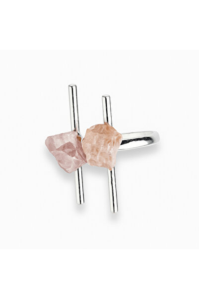 craftmystic Inel cu inimă deschisă - cuarț roz pentru iubire și blândețe