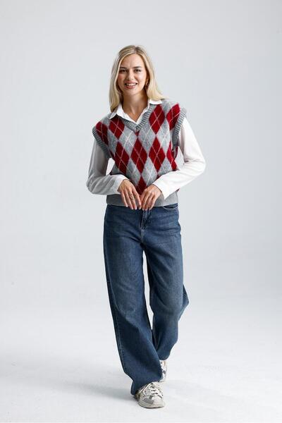 Sheesy Tricotaj pentru femei, gri antracit, cu model Baklava