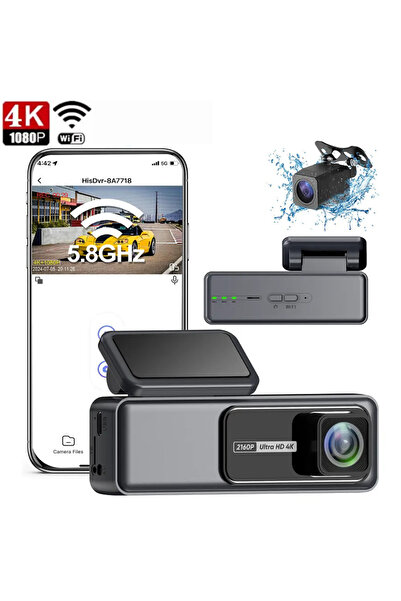 Taggo Cameră auto duală Pro 4K + 1080P | Viziune nocturnă | WiFi 5G | Senzor GC4653