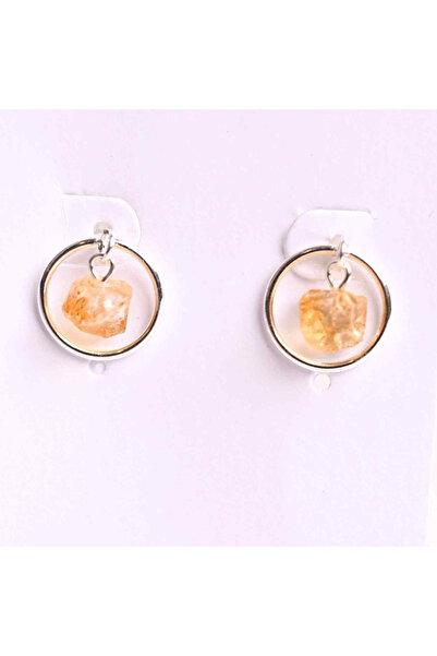 craftmystic Spherical Earrings with Raw Citrine - Attracts Positive Energy and Abundance
