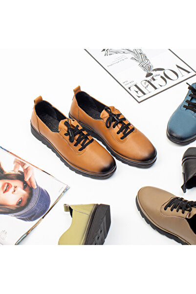 BMoD Women's brown genuine leather casual shoes with laces MOD10351