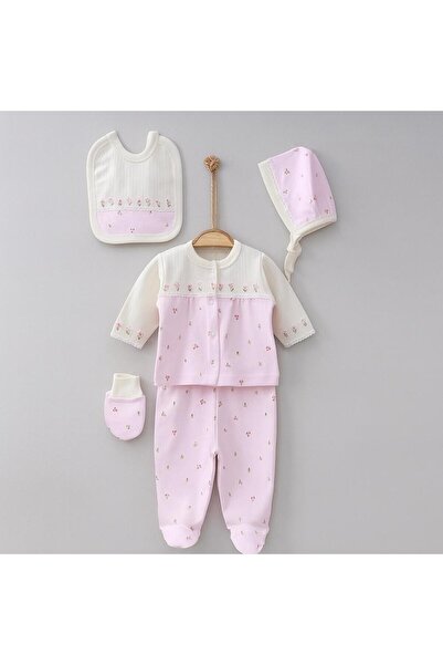 BYS BABY FASHION %100 Pamuklu 5 Parça Minik Lale Nakışlı Kız Bebek Yenidoğan ...