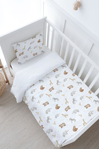 Tuğba Kuğu Baby Boy Duvet Cover Set (100X150) - Pureline Series - Cute Animals