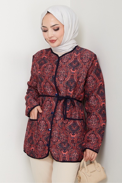 Bestenur Μπουφάν με σχέδιο με κουμπιά και καπιτονέ 1620 - Βουργουνδία