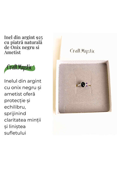 craftmystic Inel din argint 925 cu onix negru și ametist - Protecție și claritate spirituală
