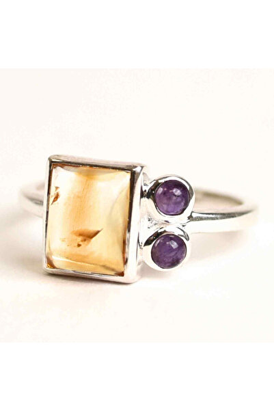 craftmystic Inel din argint 925 cu citrin și ametist - Echilibru și claritate...