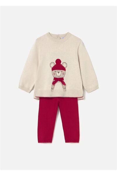 MAYORAL Baby Girl Knitwear Sweater Pants Set Red 2595