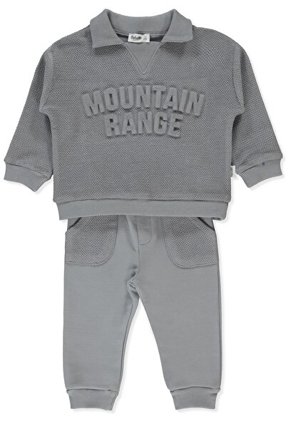 Bebetto طقم ملابس رياضية من ثلاث قطع (مجموعة جبال) باللون الرمادي