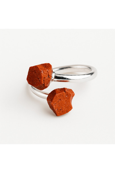 craftmystic Inelul curajului - Jaspis dublu roșu pentru forță interioară și vitalitate