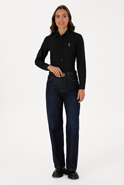 U.S. Polo Assn. Cămașă neagră cu mânecă lungă basic pentru femei 50307990-VR046