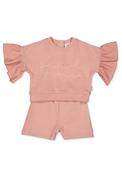 Bebetto طقم سويت شيرت من قطعتين (جود فايبز/25) وردي باهت