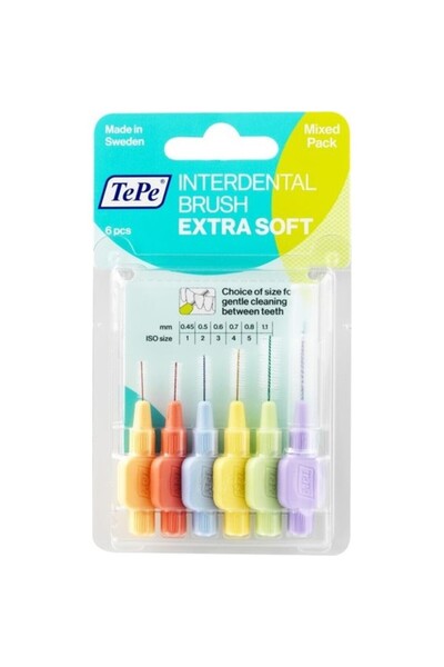 TePe مجموعة فرشاة الواجهة الناعمة للغاية مكونة من 6 قطع T178