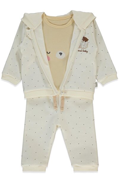 Bebetto Two Strand Cardigan 3-Piece Set (Mother and Baby) Ecru
